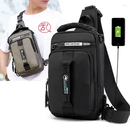 Backpack Men Nylon Military Knapsack Messenger Chest Bags Multi-Functional USB Charging Interface Male Crossbody Rucksack Bag