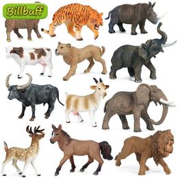 Novelty Games Simulation Animals Model Sheep Rhino Cow Elephant Deer Tiger Action Figures Plastic Figurines Educational toys for children Gift Y240521