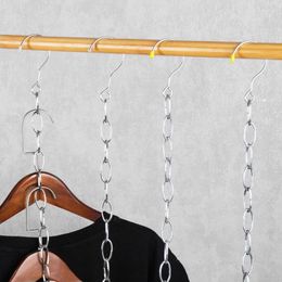 Hangers Stainless Steel Hanger Hanging Hole Wardrobe Clothes Chain Hooks Clothing Drying Rack Home Storage Space Save