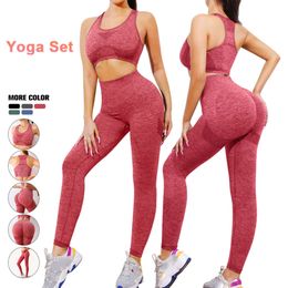 Set Women Gym Sport Bra Workout Fiess Clothes High Waist Hip Lift Sexy Yoga Pants Leggings Seamless Sportswear F2405 F2405 swear