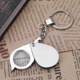 8X/10/20X Portable Magnifier Reading Map Jewellery Folding Pocket with Keychain/Leather Loupe Magnifying Glass Lens