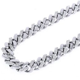 SGARIT Hip Hop Jewellery 5.95Ct VVS Moissanite Diamond Necklace 9Mm 10K White Gold Miami Cuban Link Chain