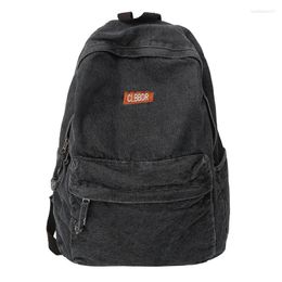 Backpack Cotton School Bags Solid Black Canvas Casual Backpacks Unisex Large Capacity Denim Satchels Soft Cloth Travel Packages