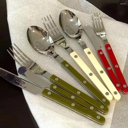 Dinnerware Sets French Portable Tableware Stainless Steel Spoon Knife And Fork Simple Student El Restaurant Kitchen Accessories