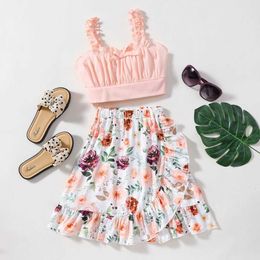 Clothing Sets Kids Ruffled Floal Birthday Dress+Cardigan Suits Butterfly Polka Dots Costume Set 2Pcs Children Girls Dress Sets Y240520MPLW