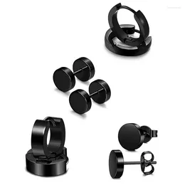 Stud Earrings 1 Set 4 Pair Different Types Shape Unisex Black Color Stainless Steel Piercing Earring For Women Men Punk Gothic Barbell