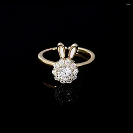 Cluster Rings Rotating Rhinestone Adjustable For Women Copper Wedding Ring Female Fashion Aesthetic Jewellery Christmas Gift