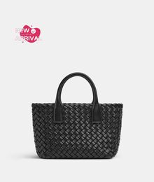 Designer Womens Bag Mini Cabat BotegaVeneta Mini Intreccio leather tote bag with detachable strap Black