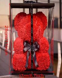 Decorative Flowers Wreaths 25cm Teddy Bear Rose Artificial For Women Valentines Wedding Birthday Gift Packaging Box Home Decor D4951709