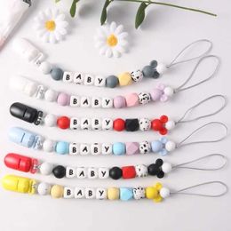 Pacifier Holders Clips# Personalized name of baby pacifier clip cartoon virtual pacifier bracket clip chain silicone tooth toy accessories baby feeding d240521