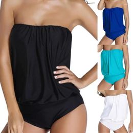 Women's Swimwear Women One Piece Swimsuit Solid Color Backless Strapless Sleeveless Sexy Summer Beach