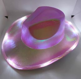 36cm x 32cm wide brim Fedora hat paired with glowing women's party hat, men's jazz retro denim felt hat, Panama sun hat