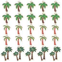 Charms 10pcs 3 Style Coconut Tree Enamel Alloy Hawaii Gold Plated Pendants For DIY Necklace Bracelet Jewelry Making