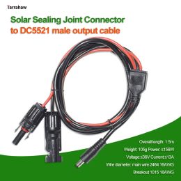 DC5521 DC55 to Solar Connector PV Panel Sealing Joint to DC5.5mm Plug Energy Storage Battery Wiring Solar System 1.5m Cable