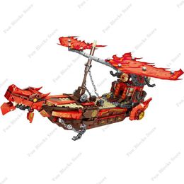 Model Set New Phantom Ninja Dragon Boat Model Building Block Sodiers Digital Boat Block MOC Creative Expert Childrens Toys S2452196