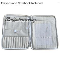 Storage Bags 30.5x23.5x2CM Children's Paintbrush Canvas Bag Crayon Solid Color Simple Practical Stationery Organizer