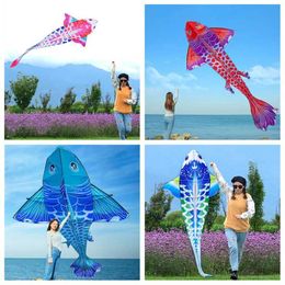 Kite Accessories Free delivery of fish kit nylon fabric outdoor fun sports car kit adult kit professional Chinese kit stick luminous rope WX5.21