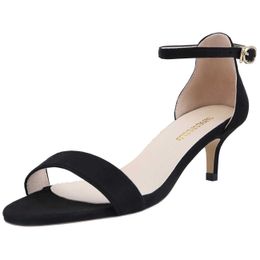 Dress Shoes New Sexy Buckle High Heels Sandals Women Summer Pumps 5cm Low Heels Open Toe Sandal Stilettos Party Dress Wedding Shoes H240521