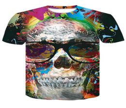 Mens Skull T shirts Fashion Summer Short Sleeve Ghost Rider Cool Tshirt 3D Blue Skull Print Tops Rock Fire Skull Tshirt Men Ypf571309300