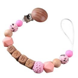 Pacifier Holders Clips# Personalized name Wooden pacifier chain safe beach teeth chain baby teeth dummy clip bracket d240521