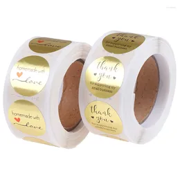 Wall Stickers 500pc Thank You For Supporting My Business Kraft With Gold Foil Round Labels Sticker Shop Handmade 2.5cm
