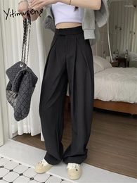 Women's Pants Yitimuceng High Waisted For Women 2024 Korean Fashion Solid Baggy Wide Leg Suits Office Ladies Casual Y2k