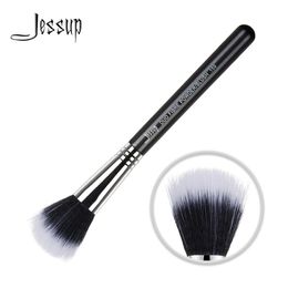 Jessup Duo Fibre Powder Blush Single Makeup Brush 1pc Fibre Hair Black-Silver Wood handle Professional Beauty Cosmetic Tool 159 240521