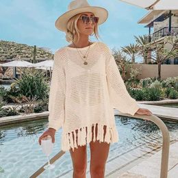 Beach Coat Hollowed-out Knitted Fringed Blouse Lady Sand Wear Holiday Bikini Jacket Swimsuit Seaside Sunscreen Women B2