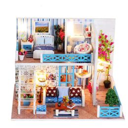 Doll House Furniture Diy Miniature Dust Cover Wooden Miniaturas Dollhouse Toys for Children Birthday ChristmasGifts Helenby K019