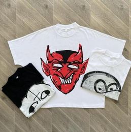 Men's T Shirts Y2K Cartoon Devil Graphic Print Oversized Shirt For Men Women Hip Hop Gothic Streetwear Round Neck Cotton Short Sleeve Top