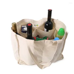 Storage Bags 1Pc Cotton Divided Shopping Canvas Bag Supermarket Fruit Vegetable Hand Reusable Grocery
