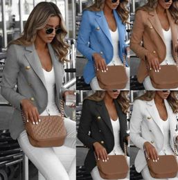 Women Jacket Slim Casual Work Coat Long Sleeve Outwear Womens Suit Ladies Top With Button Gray Black White Light Blue Women039s3895891