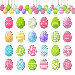 Decorative Figurines Easter Wooden Hang Ornaments Colourful Spring For Tree Decoration Decorations