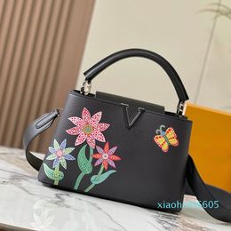 2024 Shoulder Designer Leather Flower Butterfly Decoration Crossbody Bag