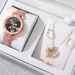 Wristwatches Womens Watches Fashion Analog Quartz WristWatch Butterfly Rhinestone Dial Design Luxury Casual Dress Watch Gift Montre Femme