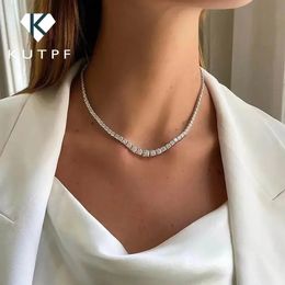 Luxury Full Tennis Necklace for Women 925 Sterling Silver Plated Gold Diamond Choker with GRA Certificate 240515
