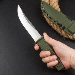 High Quality Survival Straight Knife 440C Satin Drop Point Fine Edge Blade ABS Handle Outdoor Camping Hiking Fixed Blade Rescue Knives