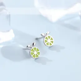 Stud Earrings Trendy Silver Colour Small Lemon Slice Green Cute For Women Girl Gift Fashion Jewellery Dropship Wholesale