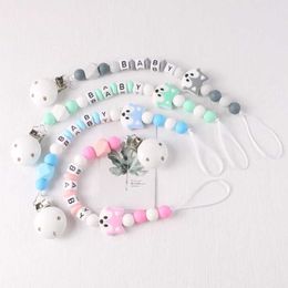 Pacifier Holders Clips# New personalized name letter bead baby pacifier clip silicone bead anti loss pacifier chain for Nipple dummy stand chewing gift d240521