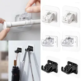 Hooks 2PCS No Drill Curtain Rod Brackets Moisture-Proof Adhesive Holders Adjustable For Bathroom Kitchen