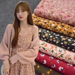 Half Metre Autumn Winter Design Little Flower Print Cotton Corduroy Fabric For Shirt Coat Face Shoe Surface T1498 240511