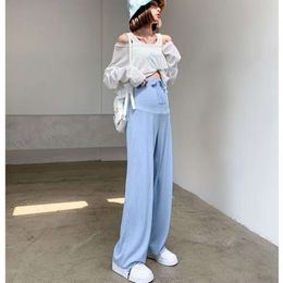 6 Colors Summer Fashion Loose Pants For Pregnant Women Breathable Wide Leg Straight Trousers Adjustable Maternity Clothing L2405