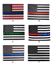 American Police Thin Blue Line Flag 3x5 High Quality Polyester First Responder Red Green Grey Flags USA Policeforce Banner3689174