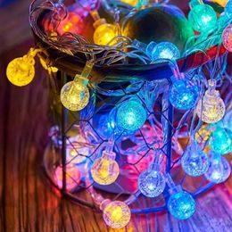 Strings 1pc 10/20/30/40LED Bubble Ball String Lights Atmosphere Fairy Light Battery Powered Suitable For Camping Party Courtyard Garden