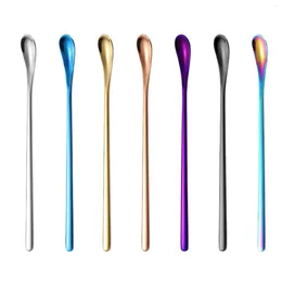 Coffee Scoops 1/7pc Silver Stainless Steel Long Handle Ice Cream Dessert Sundae Spoons Kitchen Accessories Tableware Decoration