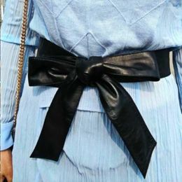Belts Versatile Soft Leather Belt Women's Bow Decoration Fur Coat Wide Fashion PU