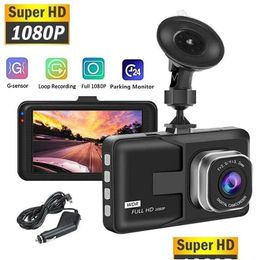 Car Dvr Dvrs Real Hd 1080P Dash Cam Video Recorder Cycle Recording Recorders Night Vision Wide Angle Dashcam Camera Registrar Drop D Dhn0U