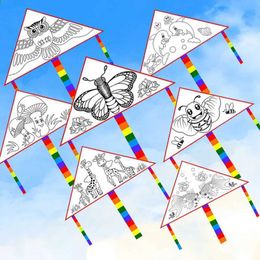 Kite Accessories Blank kite DIY childrens education painting kite childrens kite outdoor flying toy Grassland activity toy WX5.2185364