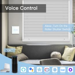 BSEED Wifi Shutter Switches APP Control Led Smart Blind Series White Glass Panel Support Tuya Google Smart Life Roller Shutter