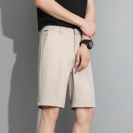 Summer Fashion Men Suit Shorts Solid Zipper Pockets Little Bee Embroidery Korean Streetwear Casual Versatile Slim Short Pants 240521